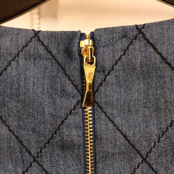 $348 Kate Spade New York Quilted Diamond Chambray Denim Shift Dress Blue Size 0 - Picture 7 of 14